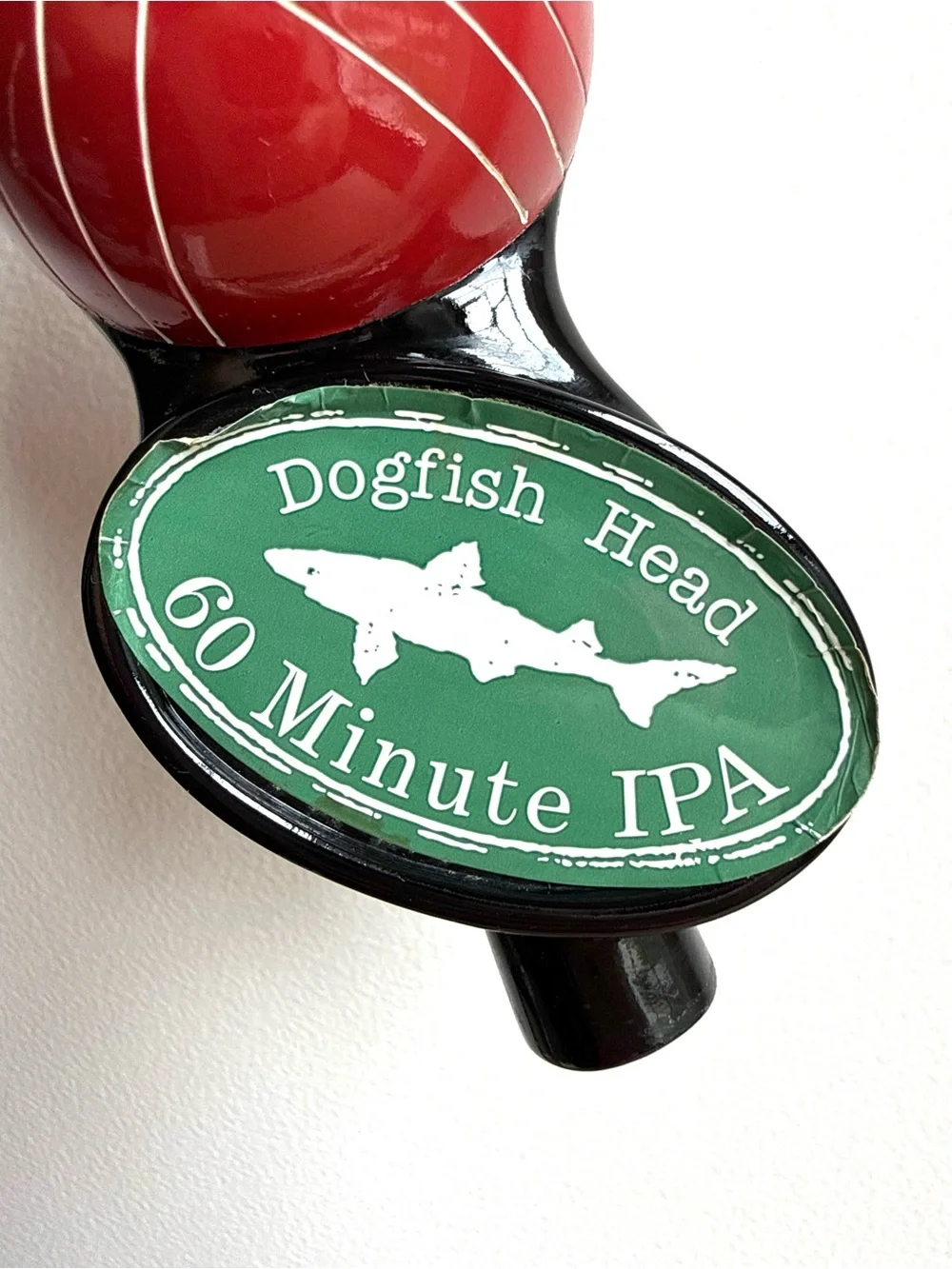 Dogfish Head Craft Beer Bar Tap Handle 60 Minute IPA Green Shark Bocce Ball EUC